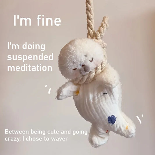 Hanging Rope Bean Bag Animal Toy - Cute Squishy Squeeze Fidget Stuffed Doll