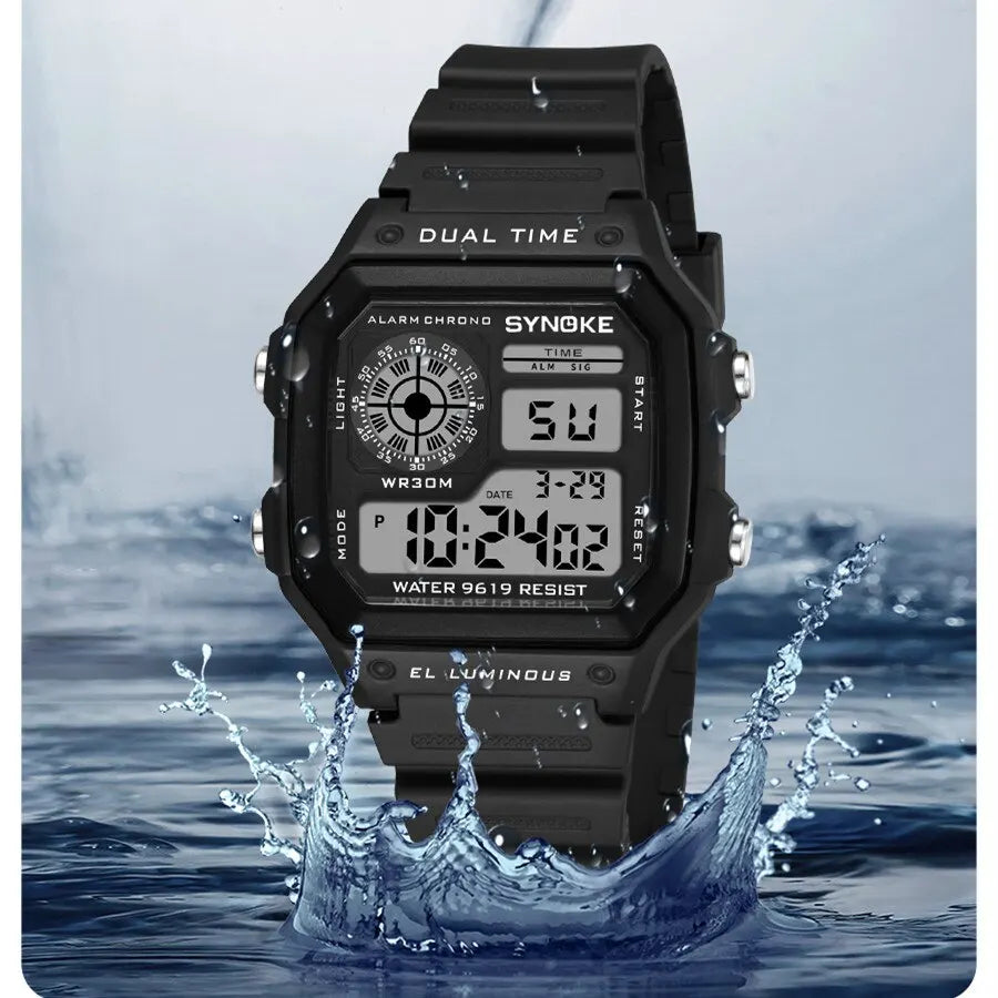 SYNOKE Men's Military Digital Sports Watch – Waterproof Luminous Chronograph Electronic Wristwatch