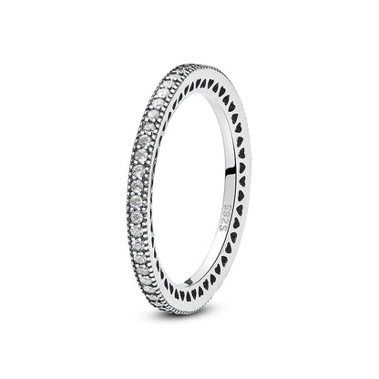 925 Sterling Silver Women’s Ring – Crown, Heart & Wishbone Design with Crystal, Rose Gold Engagement & Wedding Jewelry