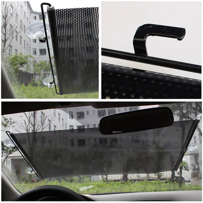 Universal Car Sunshade Curtain: Rear Side Window & Windshield Sun Block - Black Cover with Suction Cups, Essential Car Accessory