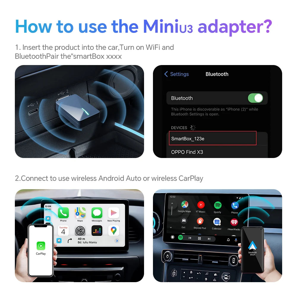 2025 Wireless CarPlay Smart Box – Plug & Play WiFi Adapter, Auto Connect, Wired to Wireless Android Upgrade