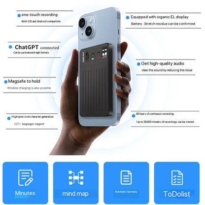 ChatGPT-4 AI Mini Voice Note Recorder — Real-Time Translator Device with Phone Charging & Intelligent Translation