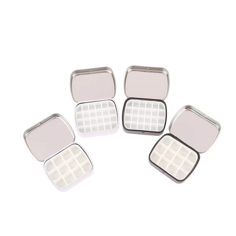 Portable Empty Watercolor Tin Box – 12/24 Grid Mini Paint Palette for Travel Painting & Art Supplies