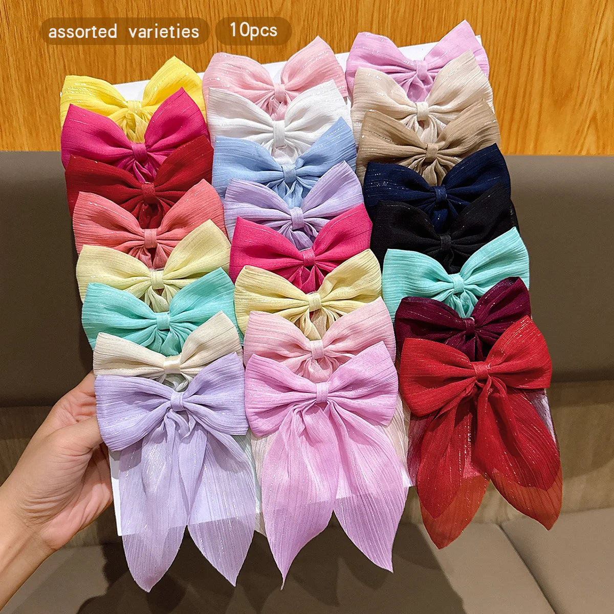 10-Color Random Bow Hair Clips - Cute Everyday Hair Accessories for Girls and Women