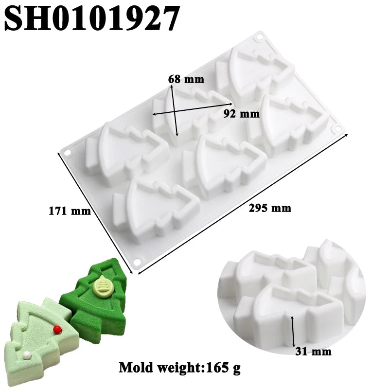 Christmas Silicone Cake Molds — Tree, Snowflake & Hat Shapes for Mousse, Chocolate & Holiday Baking