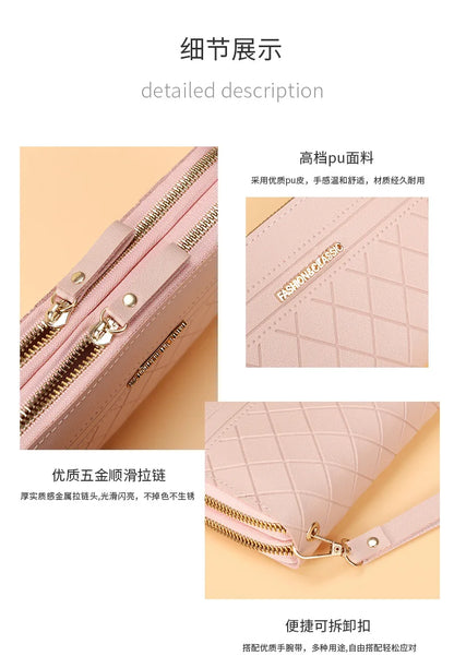 Long Women’s PU Leather Wallet – Double Zipper Tassel Clutch with Coin Purse & Card Holder