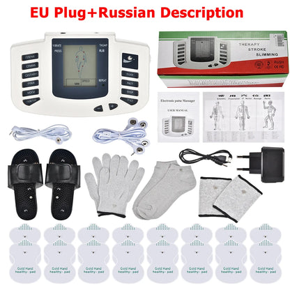 Full Body EMS Muscle Stimulator — Digital TENS Acupuncture Massager with 16 Pads and Meridian Therapy Set
