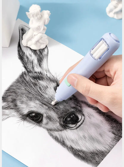Electric Rubber Eraser Pen by Deli — Adjustable Auto Eraser for Writing, Sketching, and Drawing