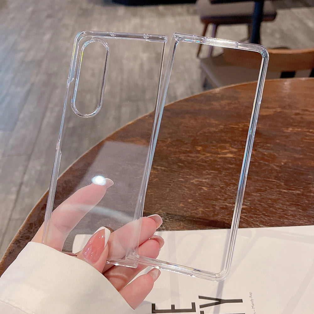Transparent Acrylic Shockproof Phone Case for Samsung Galaxy Z Fold 6/5/4/3 – Hard Protective Back Cover