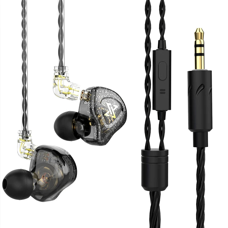 QKZ AK3 Wired Earphones - HiFi Bass Headphones with Microphone for Gaming, Sports & Music