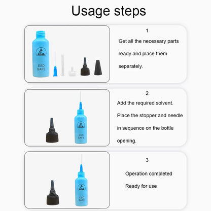 65ML Anti-Static Solvent Dispensing Bottle – Leak-Proof Alcohol Rosin Water Bottle with Needle for Mobile Phone Repair