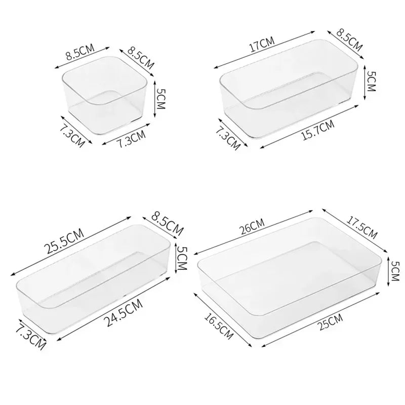 Transparent Plastic Storage Box – Desk Organizer Container for Jewelry, Makeup, and Drawer Organization