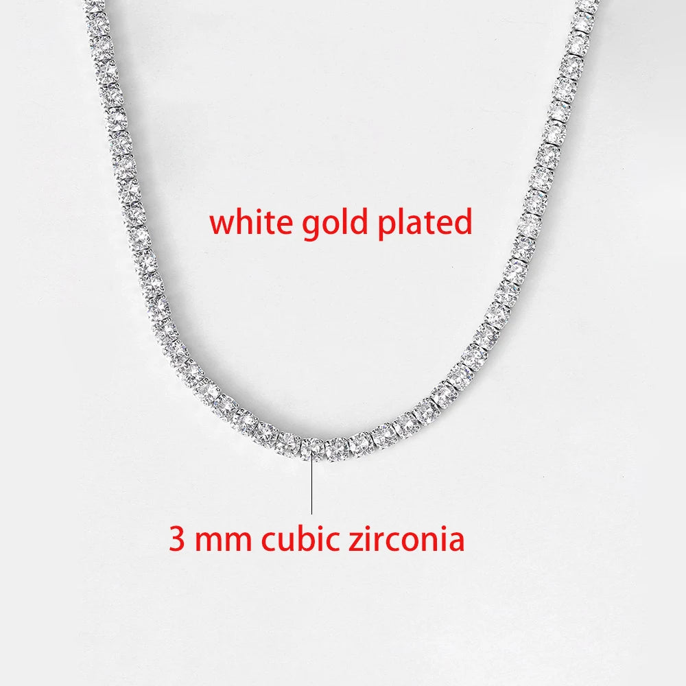 Luxury Iced Out Tennis Chain Choker Necklace – Cubic Zircon Crystal Hip Hop Jewelry for Women OHN016