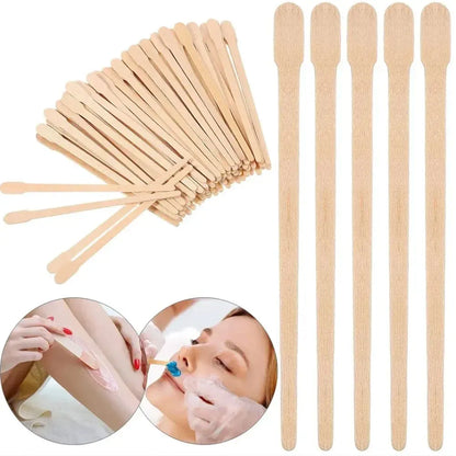 500PCS Disposable Wooden Wax Sticks – Hair Removal Spatula for Face, Eyebrows & Body Waxing, Beauty Tool
