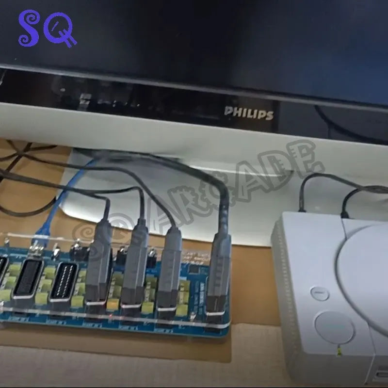 6-in-1 Video SCART Distributor & Automatic Converter – RCA/SVHS/AV TV Audio Switcher with Acrylic Case