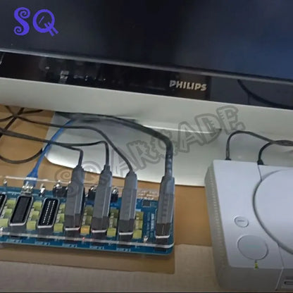 6-in-1 Video SCART Distributor & Automatic Converter – RCA/SVHS/AV TV Audio Switcher with Acrylic Case