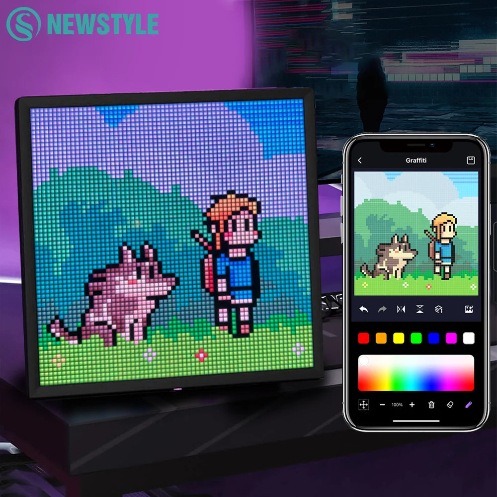 64x64 RGB LED Pixel Display Matrix Panel, Programmable Pixel Art Screen with Bluetooth App Control