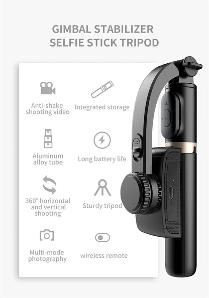 Q08 Handheld Gimbal Stabilizer with Selfie Stick & Fill Light – Bluetooth Tripod for Smartphone & Action Camera