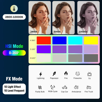 SuteFoto TW20 Handheld RGB LED Light Wand CRI95+ 2800K-10000K Adjustable Color Photography Studio Video Stick Lamp