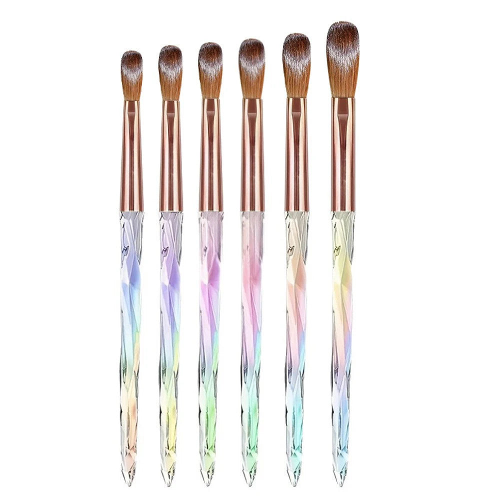 3D Carving Acrylic Nail Brush Set - 6PCS Professional Multi Size Brushes for Nail Art Extensions and Powder Application