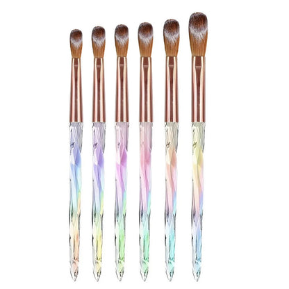 3D Carving Acrylic Nail Brush Set - 6PCS Professional Multi Size Brushes for Nail Art Extensions and Powder Application