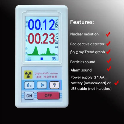 BR-6 Geiger Counter Personal Dosimeter - LCD X-Ray, Beta & Gamma Radiation Detector for Radioactive Testing