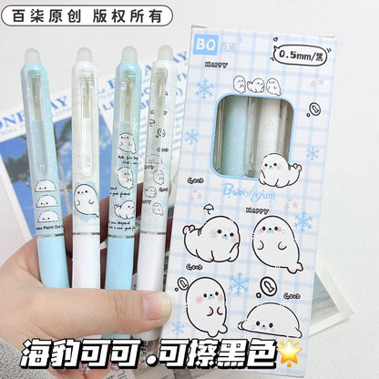 4-Pack Erasable Gel Pens - Blue and Black Ink Friction Pens with Side-Button Design for Kids, School and Studying