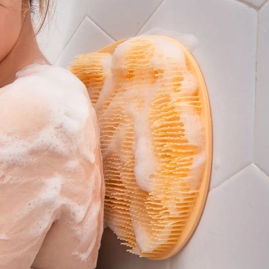 Multifunctional Reusable Shower Back Scraper and Feet Cleaner Brush with Suction Cups - Bath Mat for Body and Arms Rubbing