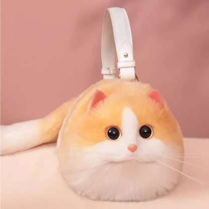 One Shoulder Small Messenger Bag for Women — Handmade Plush Cat Design, Cute & Versatile Autumn/Winter Bag