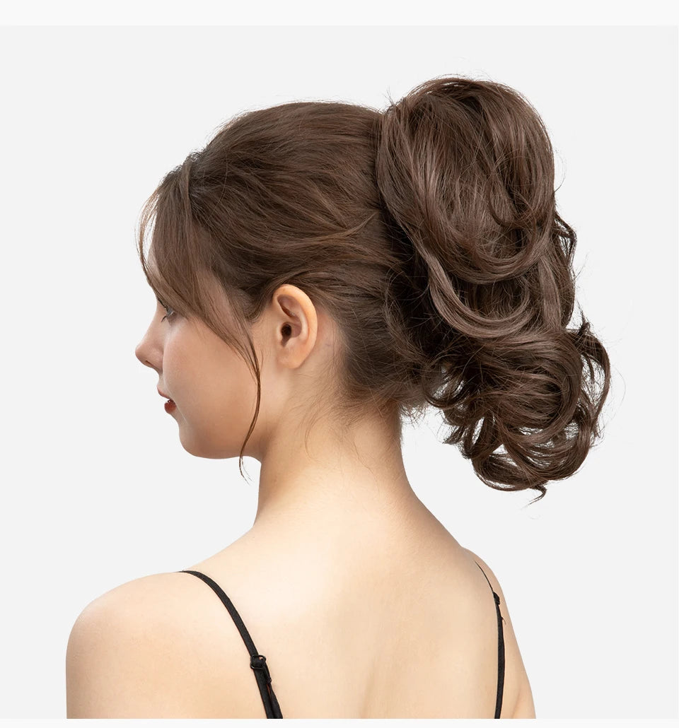 SARLA Premium Synthetic Claw Clip-In Ponytail Extensions – Blonde Hairpiece, Fake Pigtail Hair Bun for Women P026