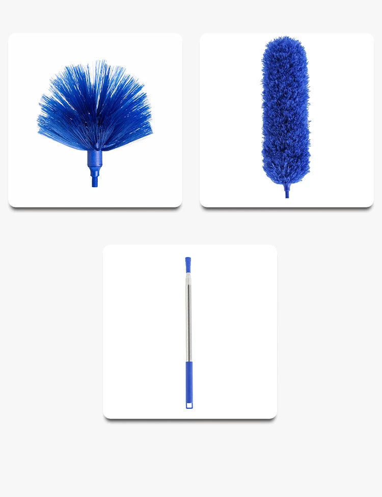 2.5m Spider Web Broom Set — 3-Pack Retractable Ceiling & Roof Dust Sweeper, Extended Dust Duster