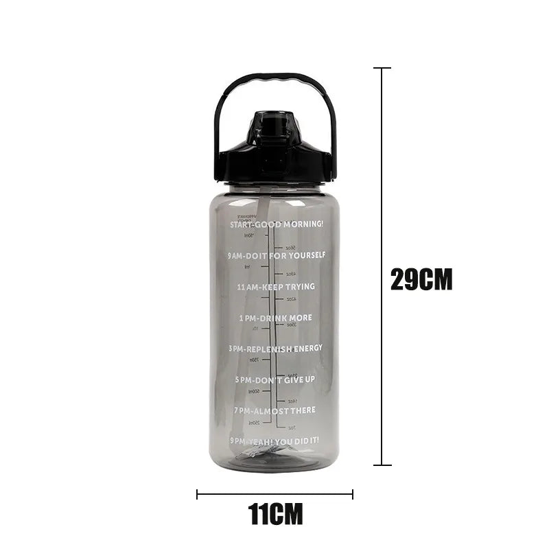 2L Straw Plastic Water Bottle: Large Portable Travel Bottle for Sports & Fitness - High-Value Big Fat Cup, Adult Universal