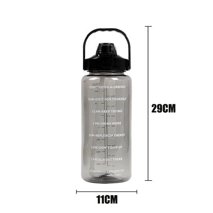 2L Straw Plastic Water Bottle: Large Portable Travel Bottle for Sports & Fitness - High-Value Big Fat Cup, Adult Universal
