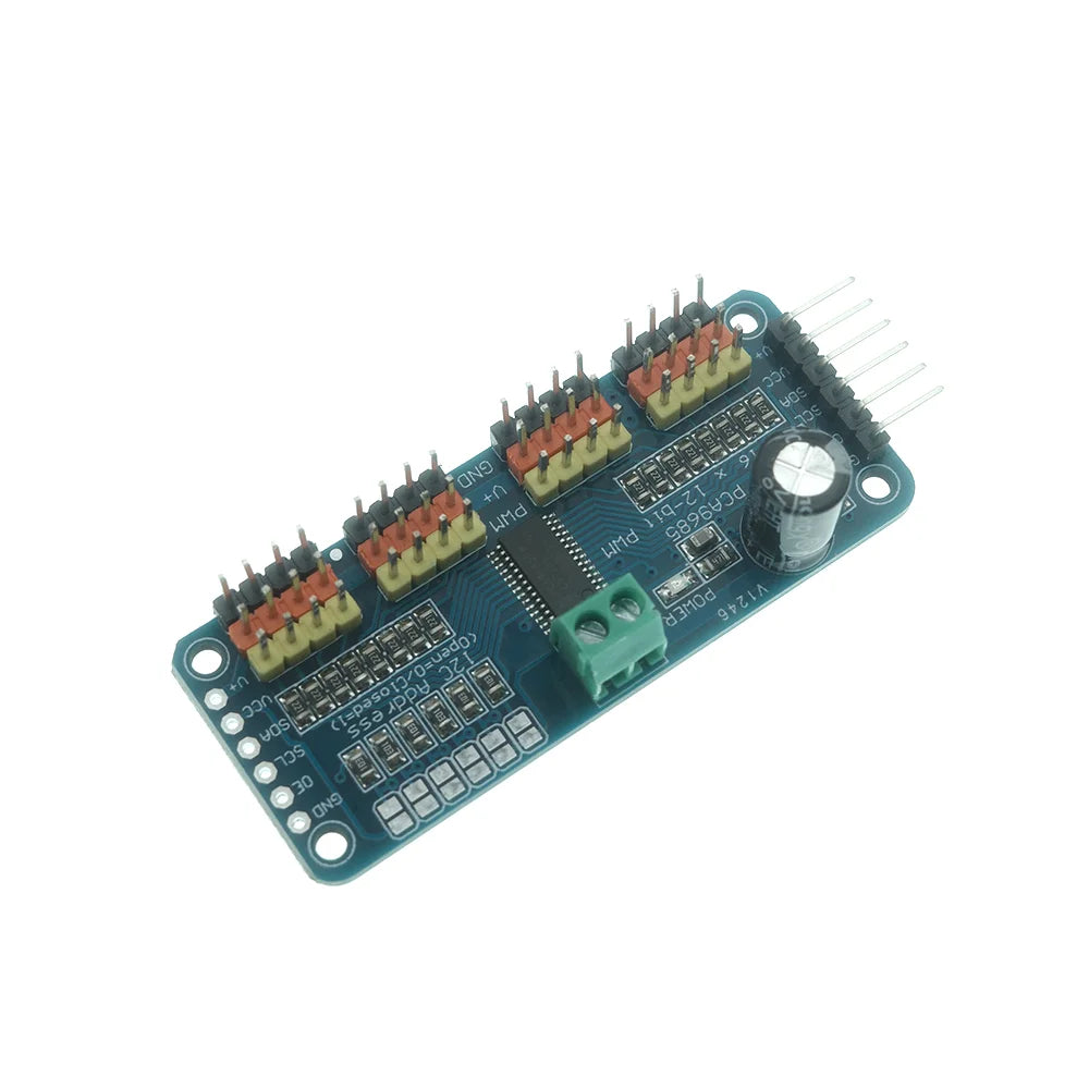 PCA9685 16-Channel 12-Bit PWM Servo Driver Module - I2C Interface Controller for Raspberry Pi DIY Projects