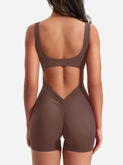 Summer Shoulder Straps One-piece Shorts: Slim Hip Lifting High Waisted Sports Yoga Wear - New and Sexy