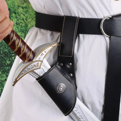 Medieval Viking Sword Sheath Holder – Leather Belt Scabbard Frog for LARP, Pirate & Knight Cosplay