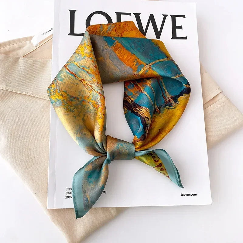 Luxurious Silk Bandana Scarf: 100% Mulberry Silk Square Scarves - Spring Fashion Wrap for Women - High-Quality Headband, Hijab, and Shawl