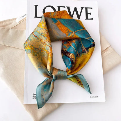 Luxurious Silk Bandana Scarf: 100% Mulberry Silk Square Scarves - Spring Fashion Wrap for Women - High-Quality Headband, Hijab, and Shawl