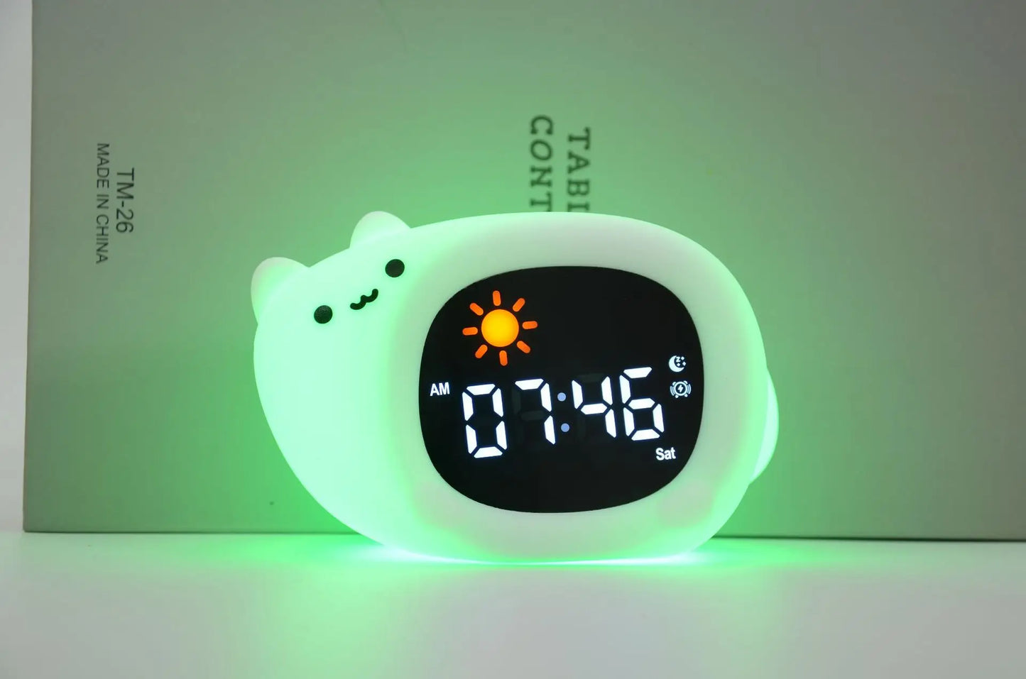 Cat Night Light Alarm Clock – LED Musical Sleep Training Clock for Kids & Babies
