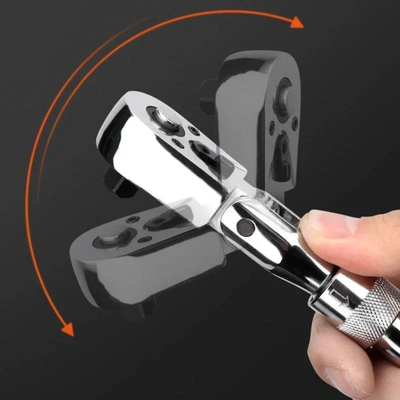 72-Tooth Carbon Steel Retractable Ratchet Wrench — 1/4, 3/8, 1/2 Automatic Quick-Release Multifunctional Hand Tool