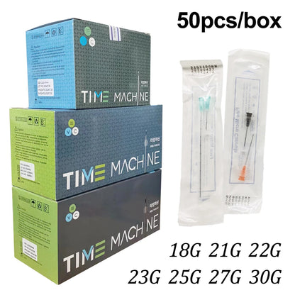 50pcs Disposable Blunt-Tip Cannula Needles | 18G–27G Micro Piercing Syringe