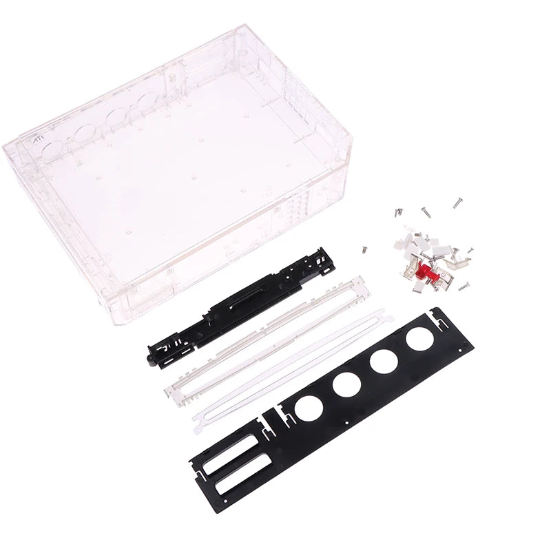 Wii Console Full Housing Shell with Buttons - Transparent Replacement Case Cover in 4 Colors