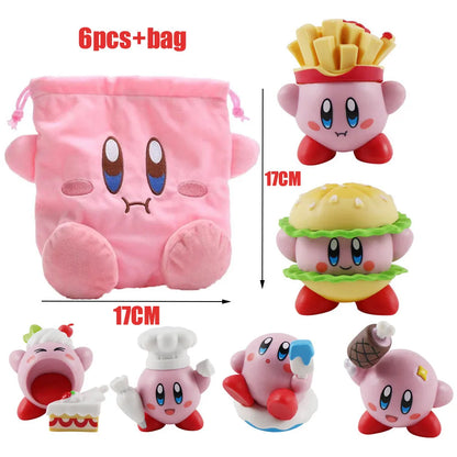 Star Kirby Action Figures — Cute PVC Toys with Cartoon Drawstring Storage Bag, Pocket-Sized Action Figures