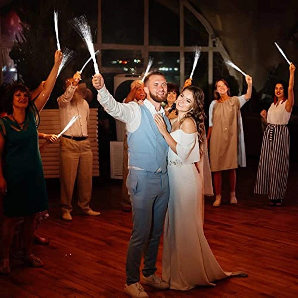 12-96PCS LED Fiber Optic Wands – Light Up Fiber Optic Stick with 3 Modes, White Glow Sticks for Wedding, Birthday Party, Bridal Shower