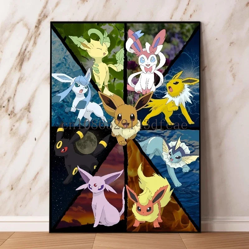 Pokemon Canvas Wall Art – Pikachu, Gyarados, Squirtle & Charmander Anime Prints for Living Room Decor & Gifts