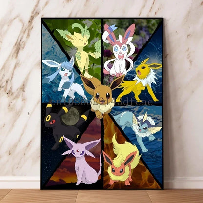 Pokemon Canvas Wall Art – Pikachu, Gyarados, Squirtle & Charmander Anime Prints for Living Room Decor & Gifts