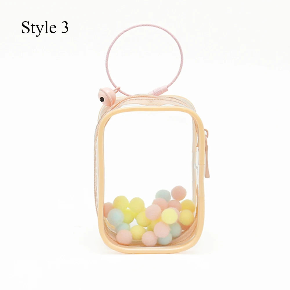 Transparent Jewelry Organizer Box – Plastic Storage Pouch with Keychain, Dustproof Case, Cute Doll Bag for Accessories