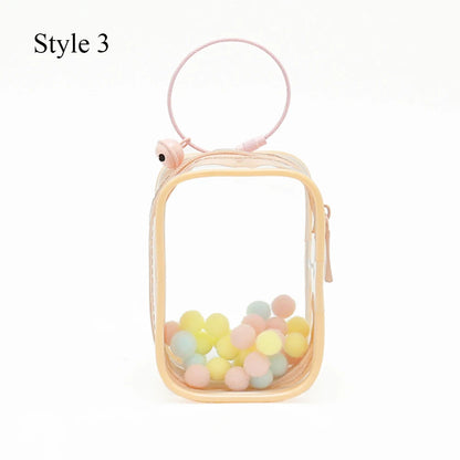 Transparent Jewelry Organizer Box – Plastic Storage Pouch with Keychain, Dustproof Case, Cute Doll Bag for Accessories