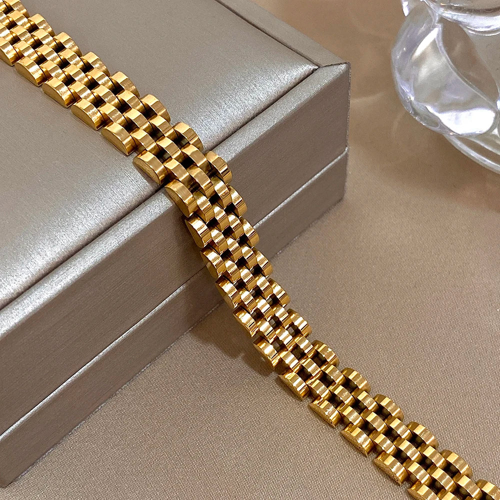 Greatera Five-Layer 10mm Beaded Bracelet – Two-Tone Stainless Steel Watch Chain Bangle Jewelry for Men & Women