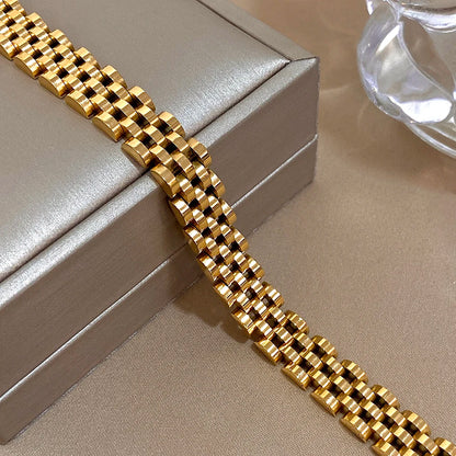 Greatera Five-Layer 10mm Beaded Bracelet – Two-Tone Stainless Steel Watch Chain Bangle Jewelry for Men & Women